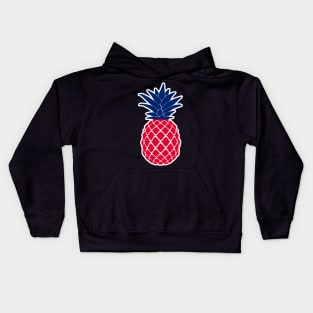 Pineapple 4th of July Celebration, Patriotic Red White Blue Kids Hoodie